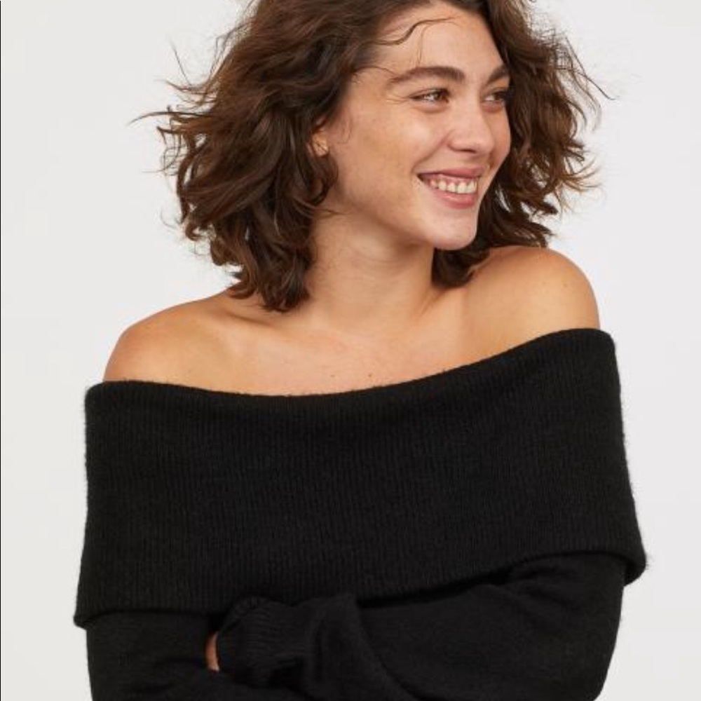 Dark Gray off the shoulder sweater.